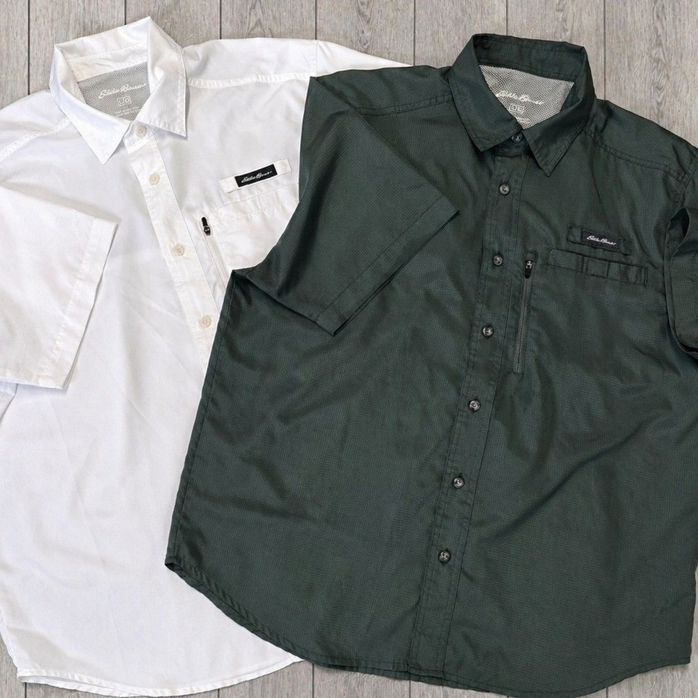 Eddie Bauer Mens Shirt Bundle Large Hiking Fishing Outdoor Short Sleeve